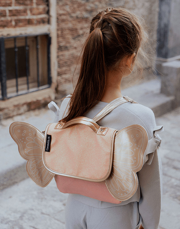 Sac papillon paillettes Corail