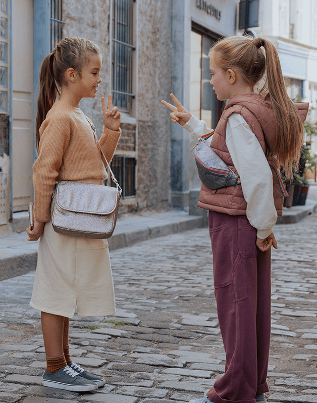 Sac bandoulière paillettes cuivre