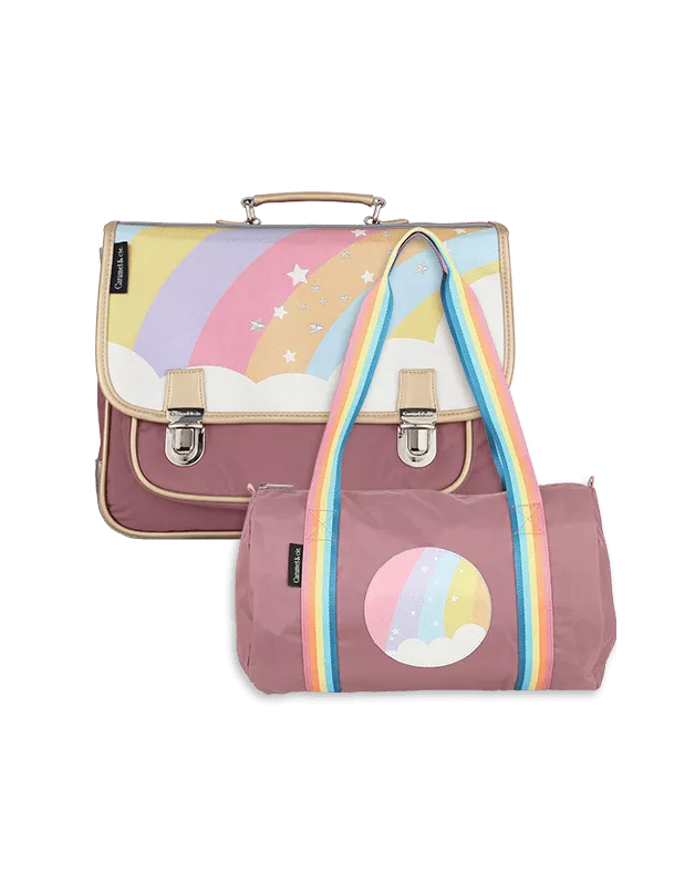 Kit Cartable + Sac polochon Arc-en-ciel étoilé