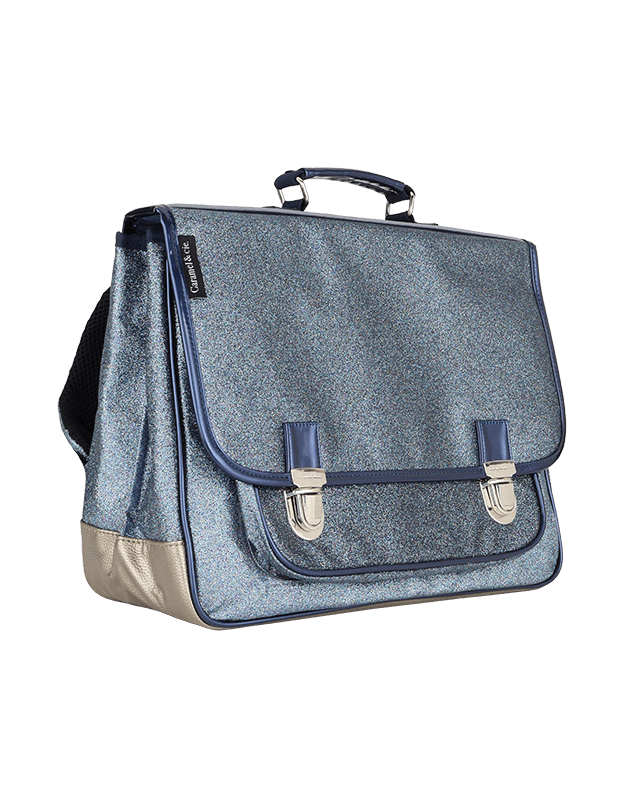 Large schoolbag blue glitter