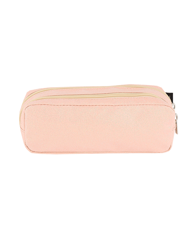 Double Pencil Case Pink Glitter