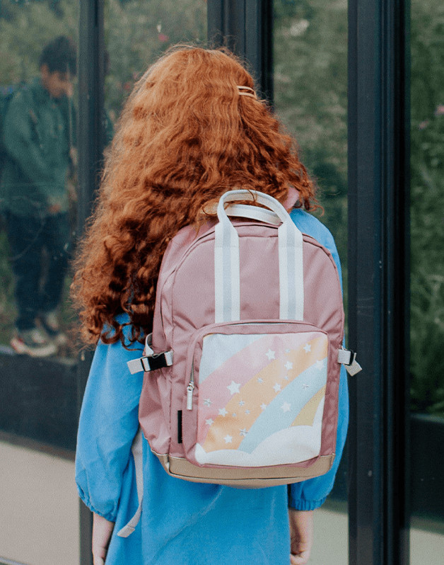 Moyen Sac à dos Arc en ciel étoilé fille pour le primaire