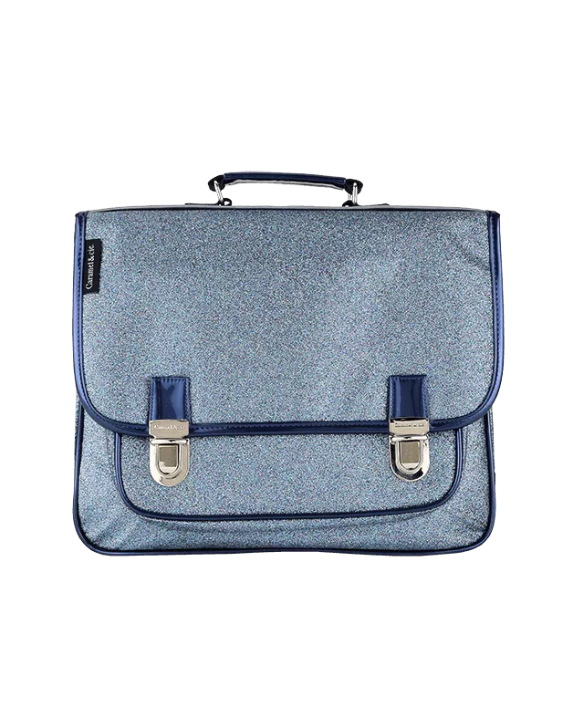 Medium schoolbag blue glitter
