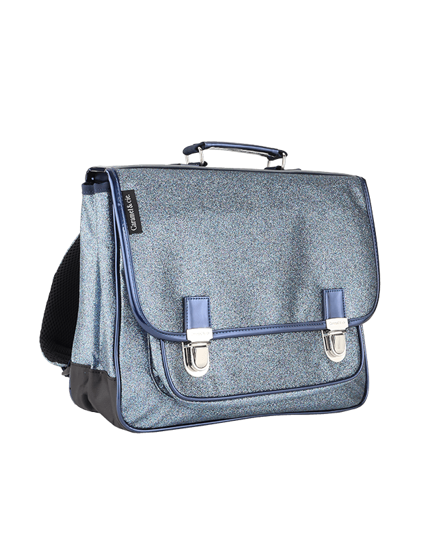 Medium schoolbag blue glitter