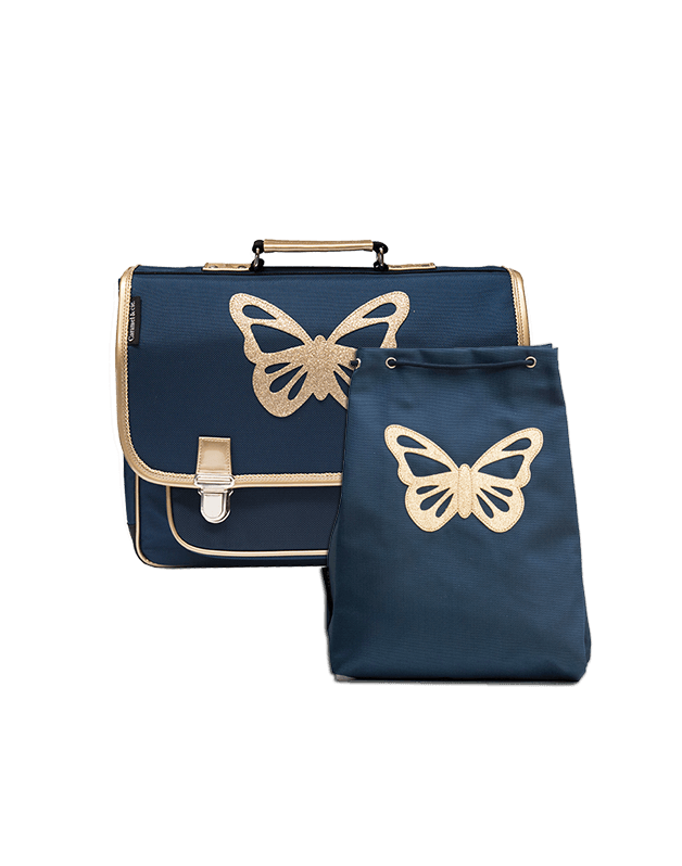 Kit Cartable + Sac de Gym Papillon bleu