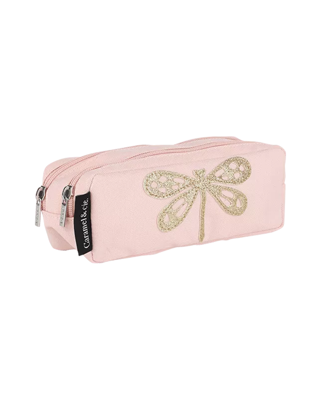 Trousse double Libellule rose