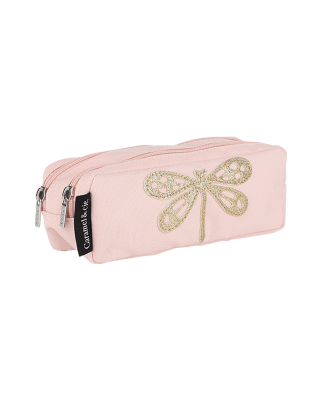 Trousse double Libellule rose