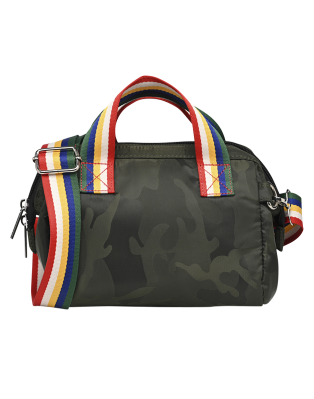 Green Camouflage Suede Duffel Bag