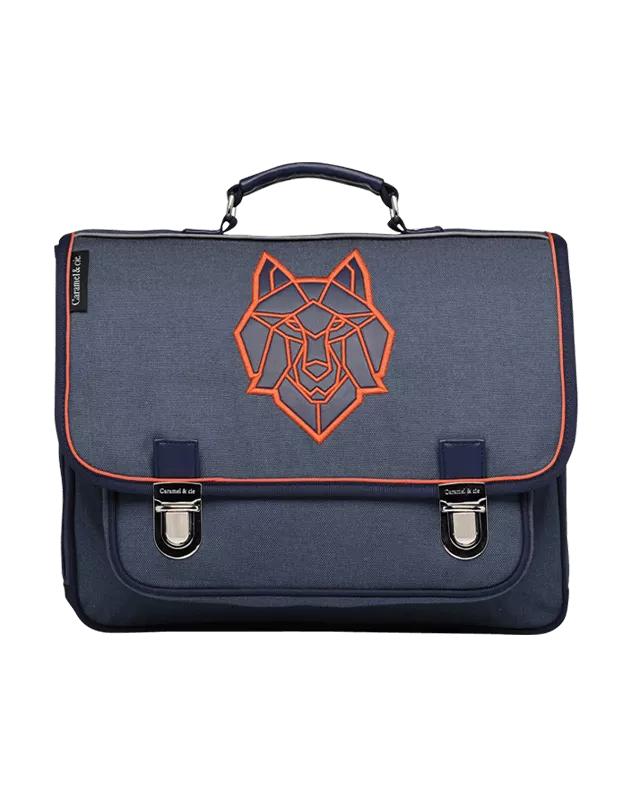 Medium Blue Wolf Schoolbag (with orange bias)