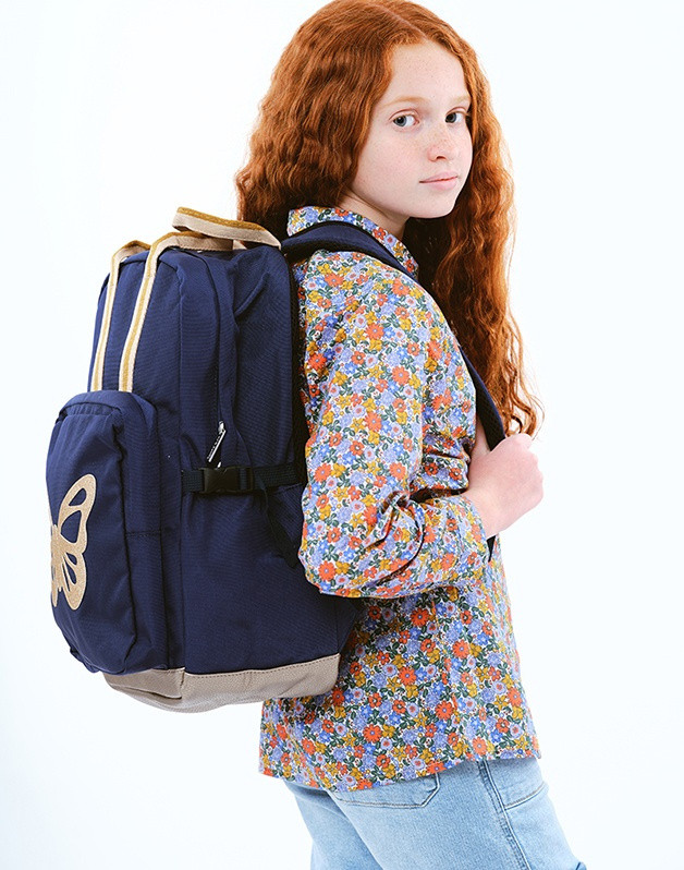 Large Backpack Blue Butterfly