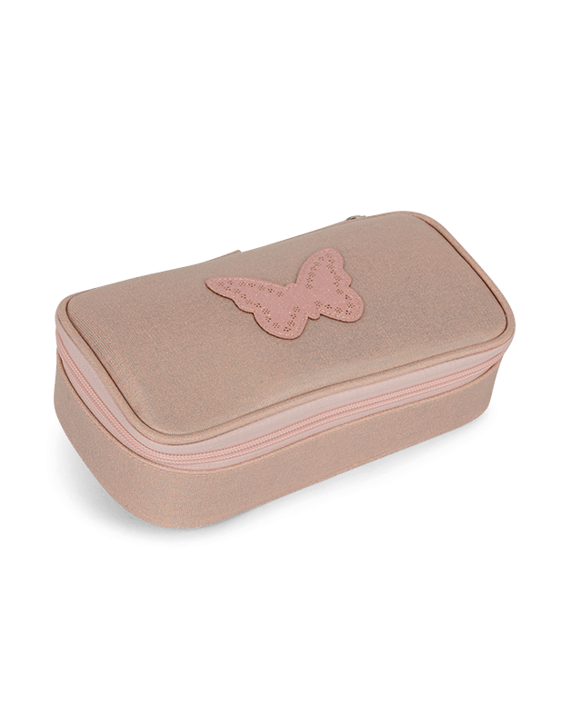 Trousse scolaire modulaire irisée papillon rose