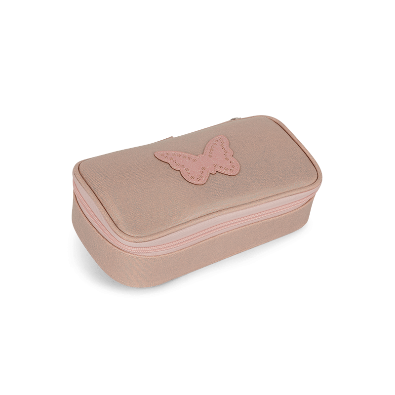 Trousse scolaire modulaire irisée papillon rose