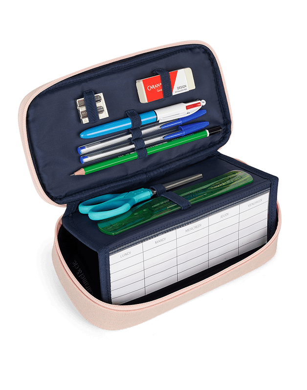 Trousse scolaire modulaire irisée papillon rose