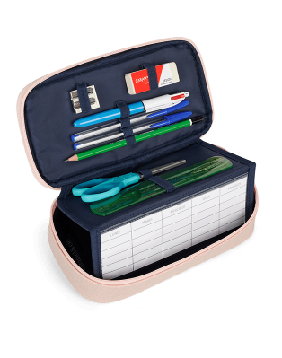 Trousse scolaire modulaire irisée papillon rose