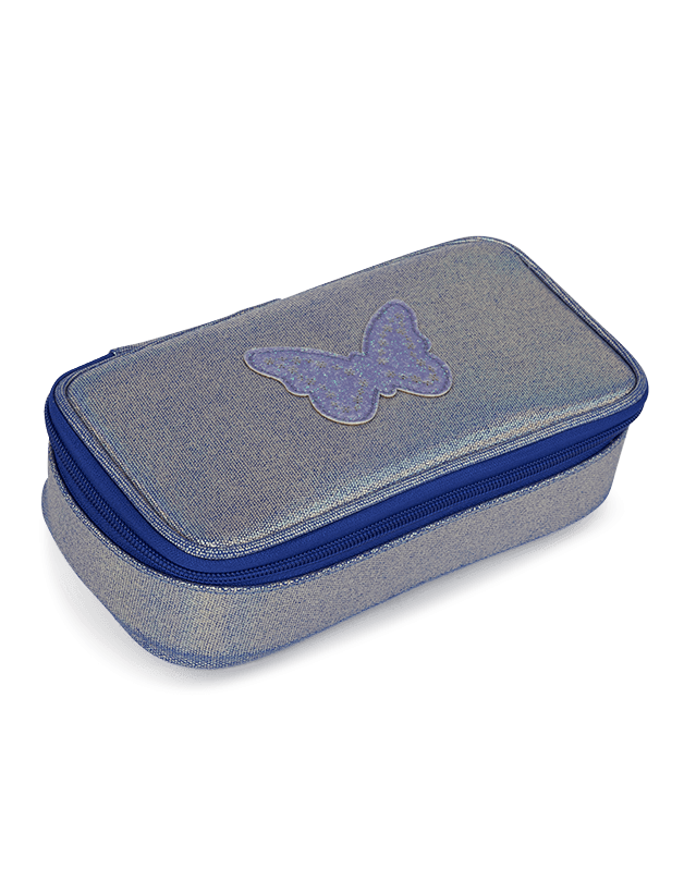 Modular pencil case Blue Iridescent Butterfly