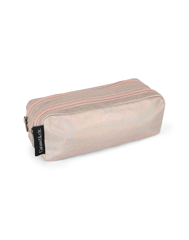 Trousse double irisée rose