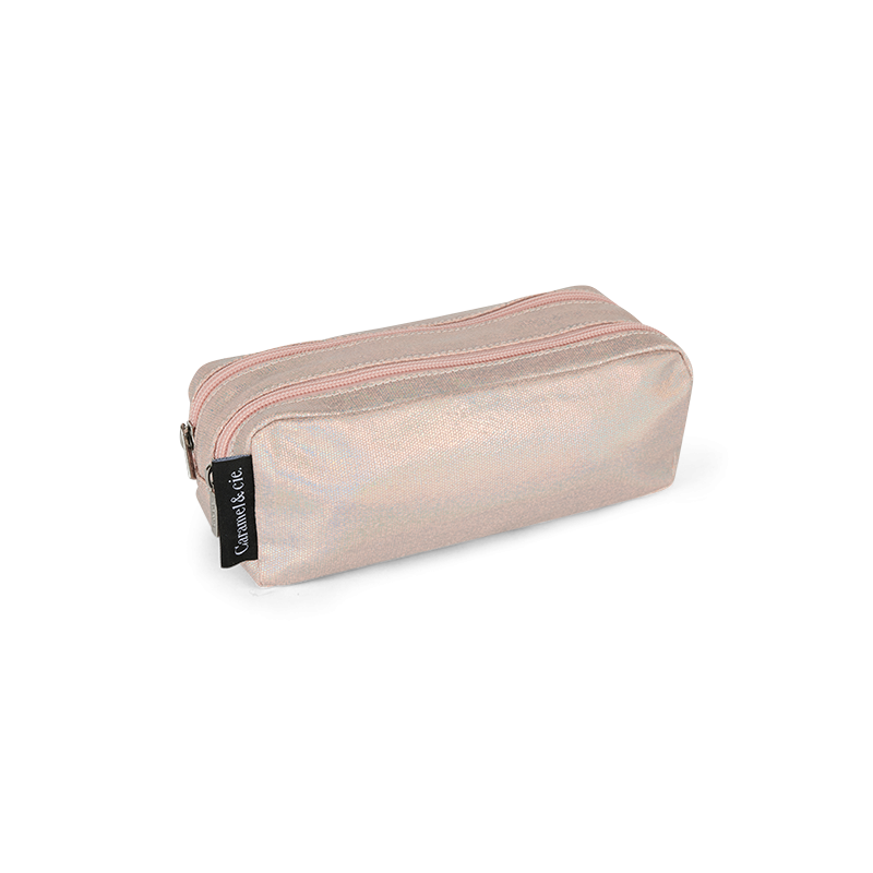Trousse double irisé rose
