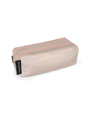 Trousse double irisé rose