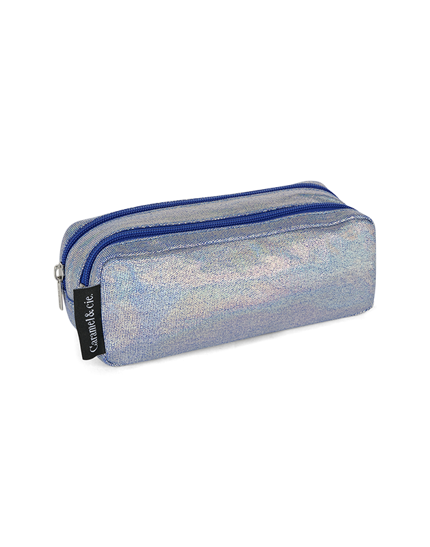 Trousse double irisée bleu