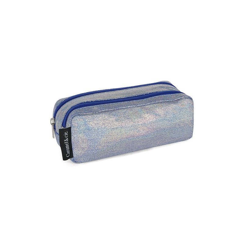 Trousse double irisée bleu