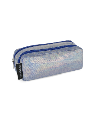 Trousse double irisée bleu