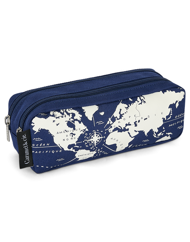 Double pencil case world map