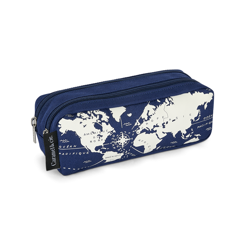 Double pencil case world map