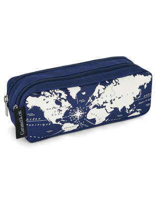Double pencil case world map