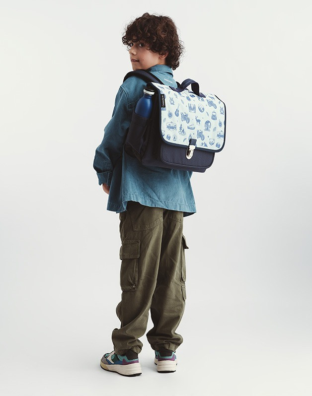 Cartable moyen Wild Trip Bleu