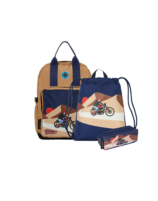 Kit Sac à dos+ Trousse + Sac de Gymnastique Rallye Explorer