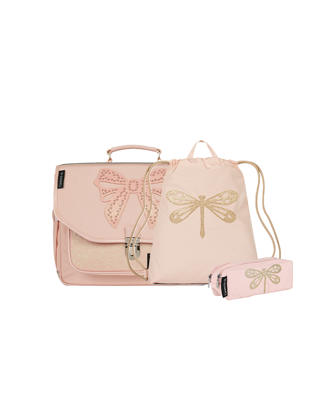 Kit Satchel Lady Pink+ Pencil case + Gym bag Dragonfly