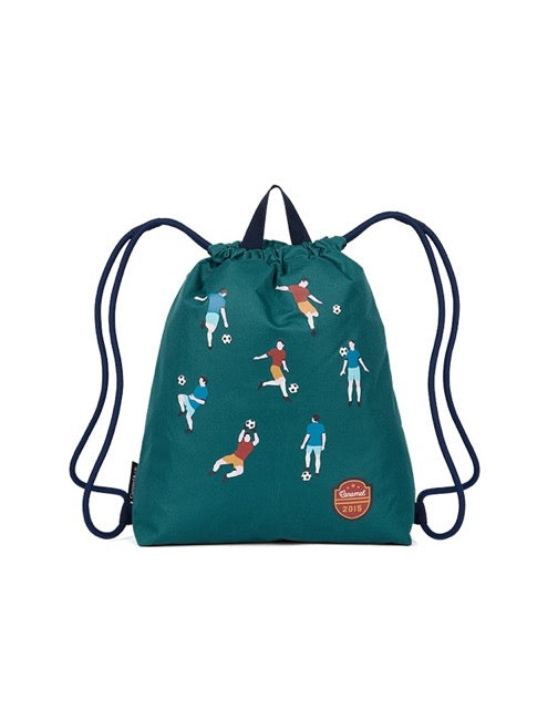 Sac de gym PLAYGROUND vert émeraude avec illustrations de joueurs de football