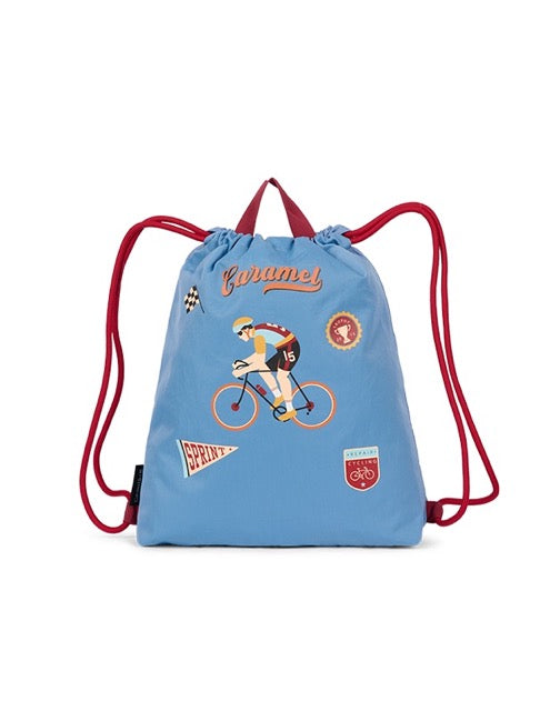 Sac de gym SPRINT CLUB bleu ciel avec motif cycliste