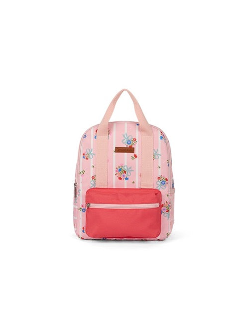 Petit sac à dos rose avec motifs floraux