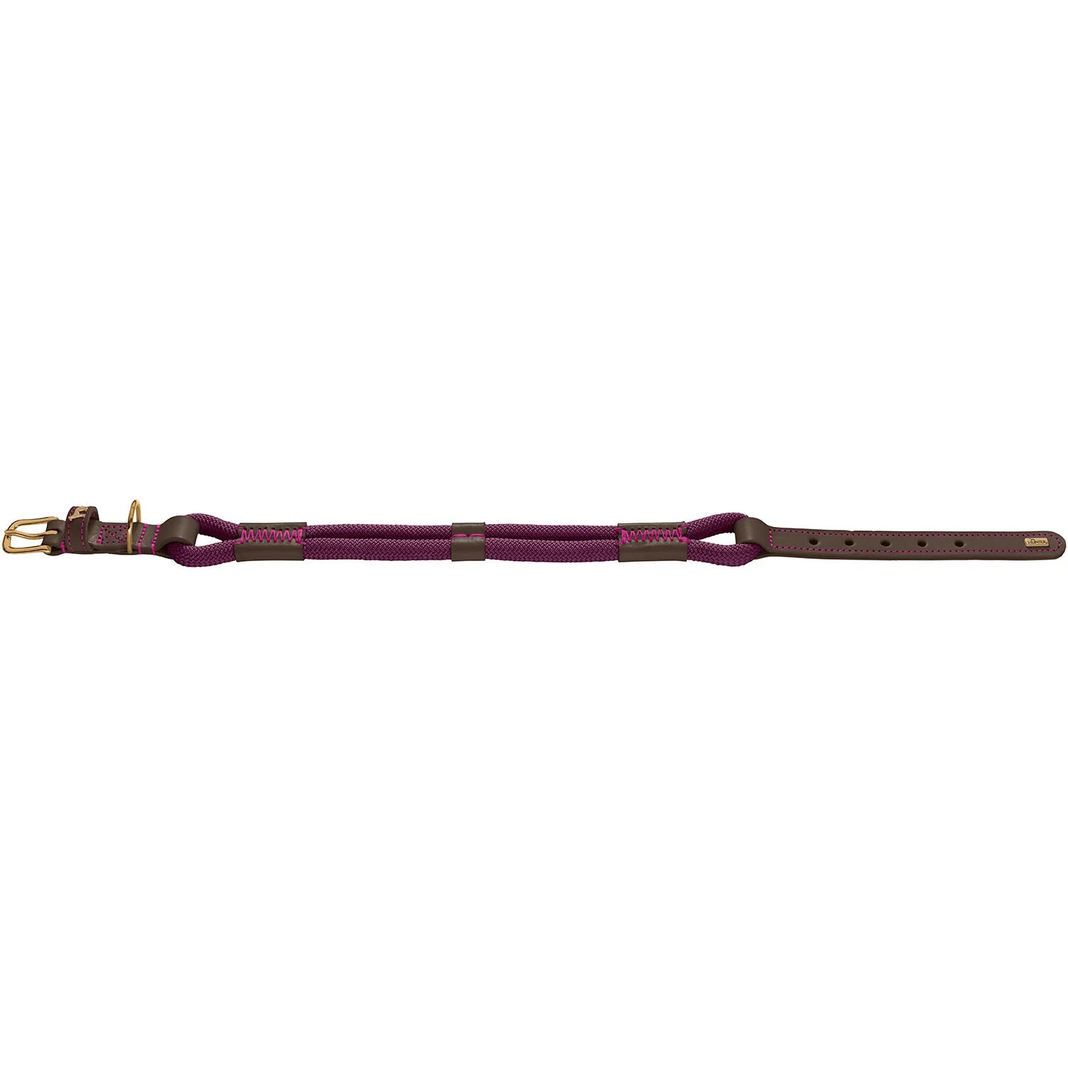Collier pour chien – Corde violette & cuir marron foncé Caramel & cie