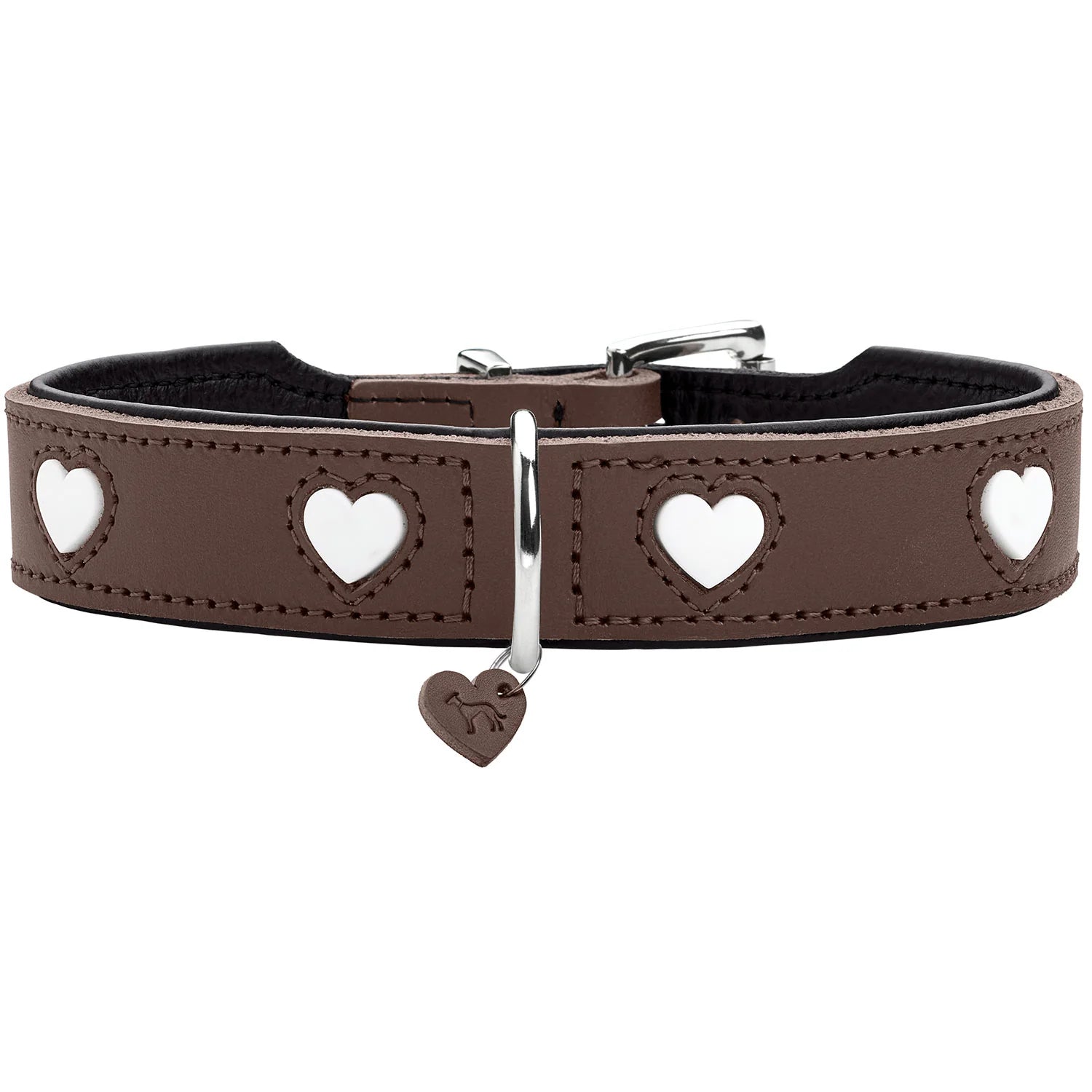 Collier pour chien en cuir marron Love Caramel & cie