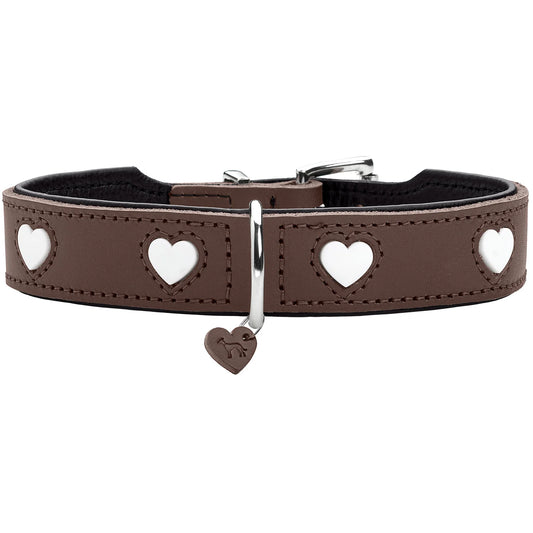 Collier pour chien en cuir marron Love Caramel & cie