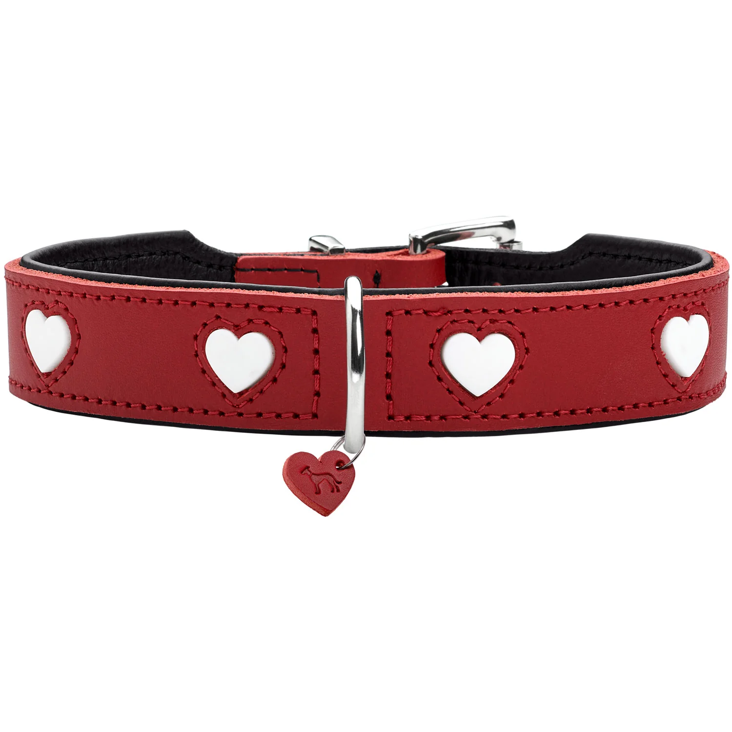 Collier pour chien en cuir rouge Love Caramel & cie
