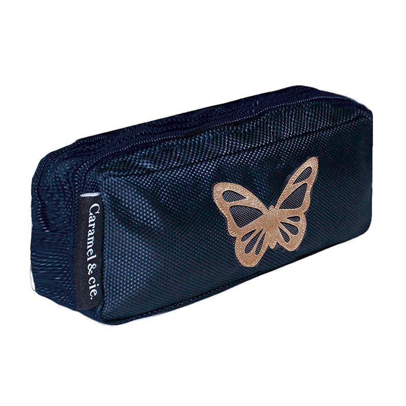 Trousse double Papillon Bleu fille pour l'école – Caramel cie