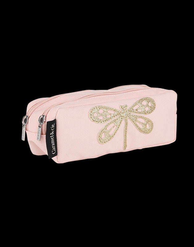 Trousse double Libellule rose