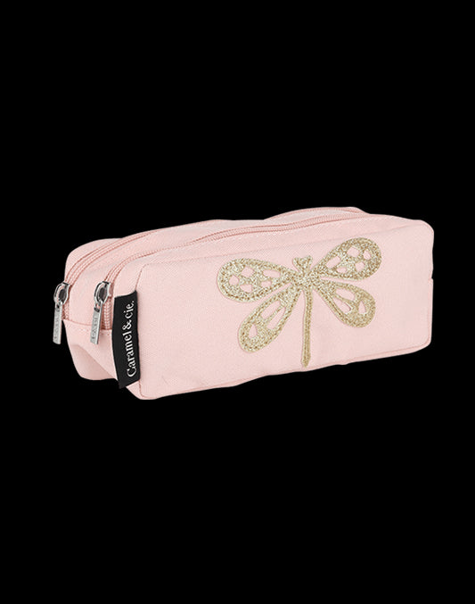 Trousse double Libellule rose