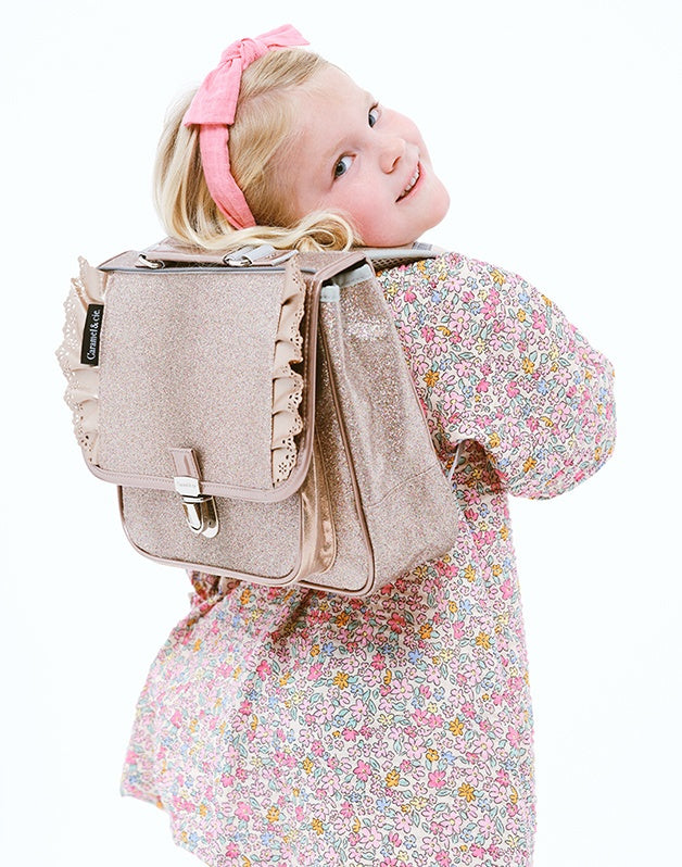 Petit cartable Froufrous Paillettes cuivre
