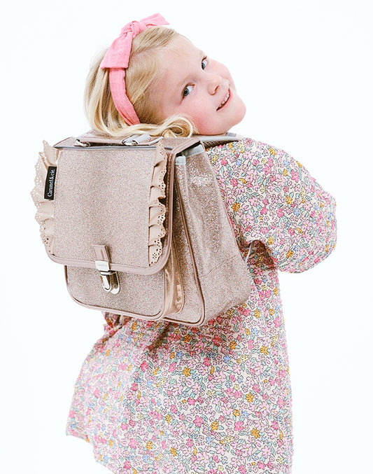 Petit cartable Froufrous Paillettes cuivre