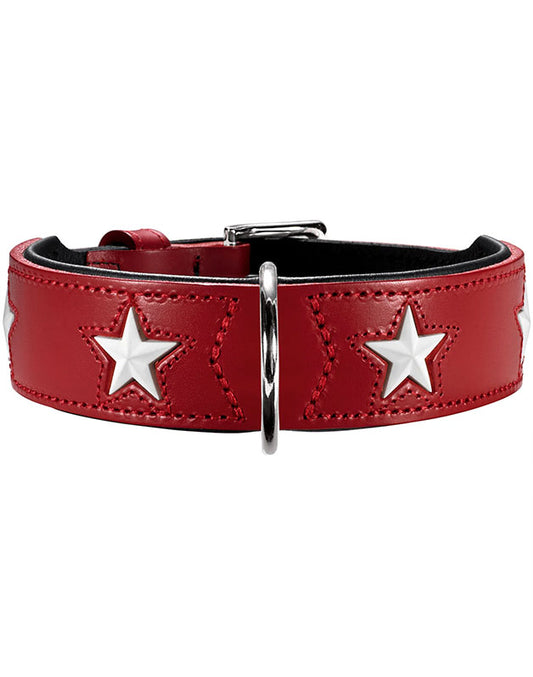 Collier pour chien en cuir rouge Magic Star Caramel & cie