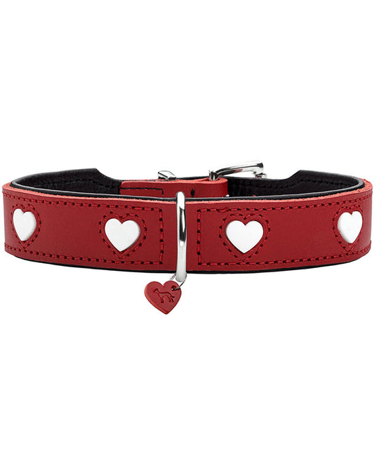 Collier pour chien en cuir rouge Love - S Caramel & cie