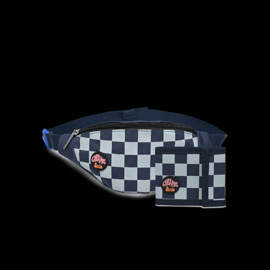 Kit Sac Banane + Portefeuille Square Marine/ Bleu Ciel