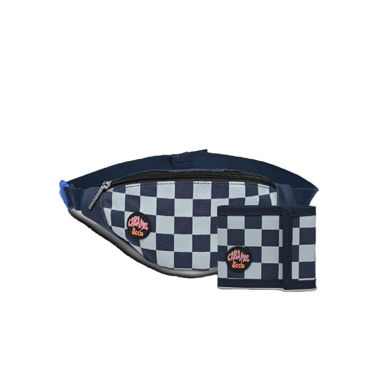 Kit Sac Banane + Portefeuille Square Marine/ Bleu Ciel