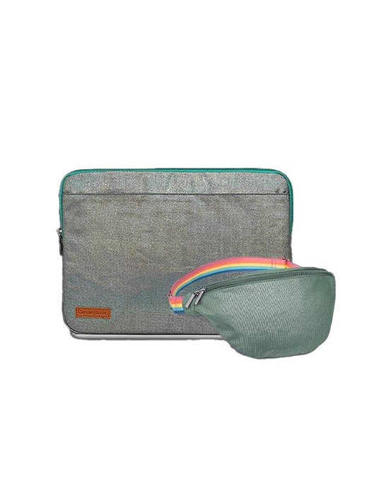 Set of 2 iridescent Green bags for women