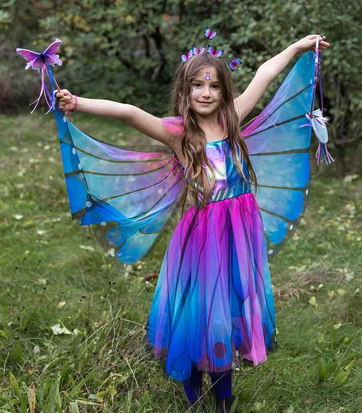 Robe Papillon Bleu/Violet avec ailes