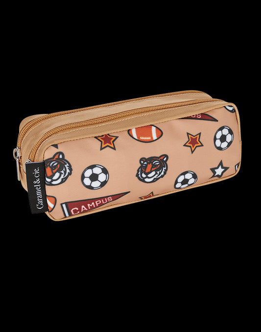Trousse double Academy Marron